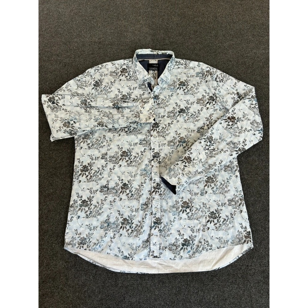 Eight X Premium Buckle Men's LS Shirt Classic Fit XXL Blue Black Floral‎ Casual - Picture 2 of 16
